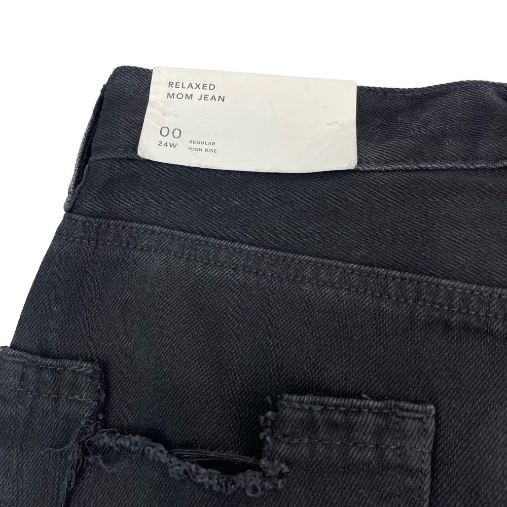 NWT AMERICAN EAGLE Relaxed High Rise Mom Jean Sz 00 Destroyed Distressing - Picture 6 of 7